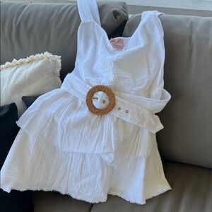 Show Me Your MuMu White Layered Dress with Woven Belt
